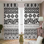 Dark Grey Aztec Pattern Print Blackout Pencil Pleat Curtains