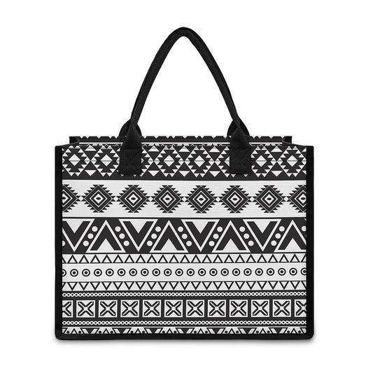 Dark Grey Aztec Pattern Print Canvas Tote Bag