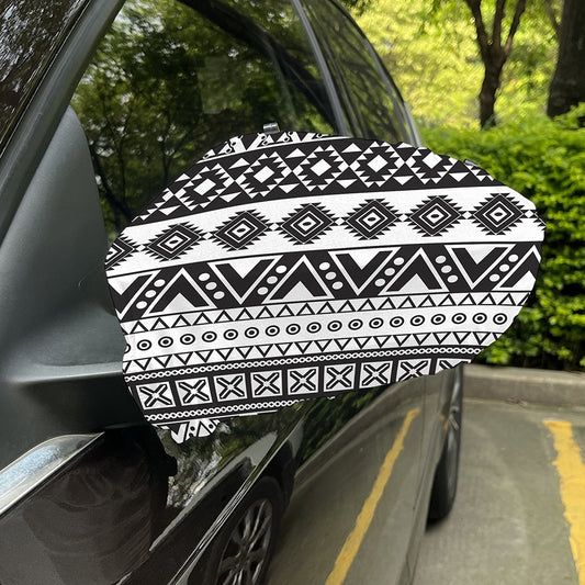 Dark Grey Aztec Pattern Print Car Side Mirror Covers