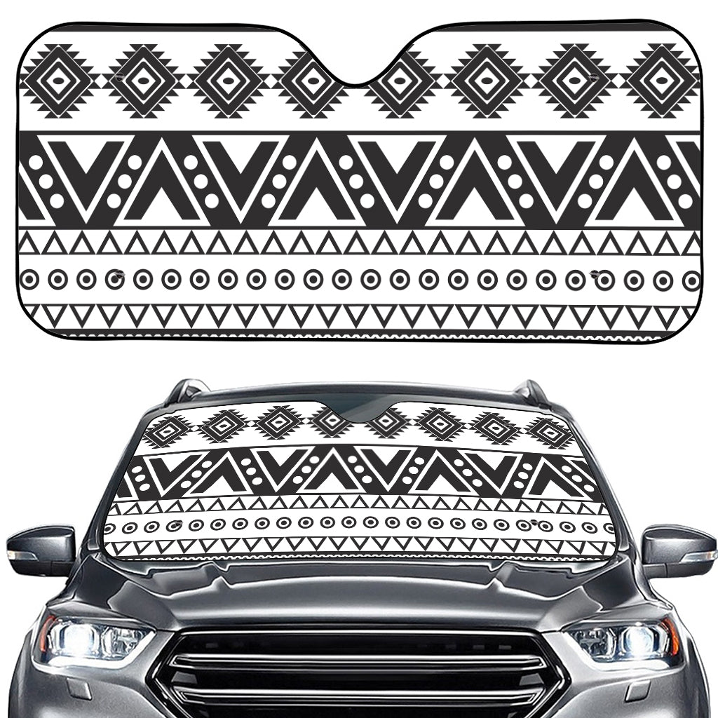 Dark Grey Aztec Pattern Print Car Windshield Sun Shade