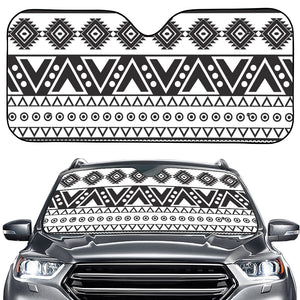 Dark Grey Aztec Pattern Print Car Windshield Sun Shade