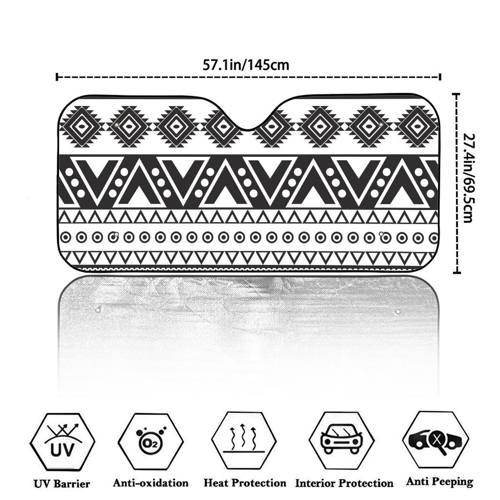 Dark Grey Aztec Pattern Print Car Windshield Sun Shade