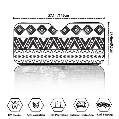 Dark Grey Aztec Pattern Print Car Windshield Sun Shade