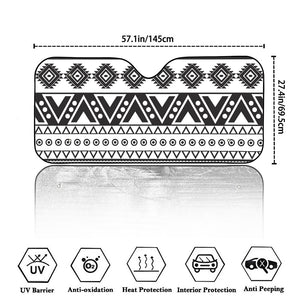 Dark Grey Aztec Pattern Print Car Windshield Sun Shade