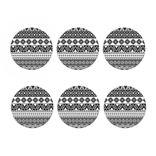 Dark Grey Aztec Pattern Print Coaster Set