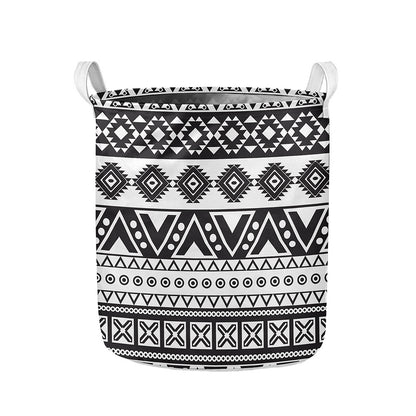 Dark Grey Aztec Pattern Print Collapsible Laundry Basket