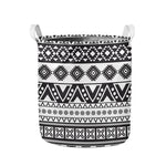 Dark Grey Aztec Pattern Print Collapsible Laundry Basket