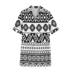 Dark Grey Aztec Pattern Print Cotton Hawaiian Shirt