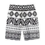 Dark Grey Aztec Pattern Print Cotton Shorts