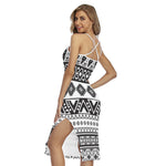 Dark Grey Aztec Pattern Print Cross Back Cami Dress