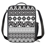 Dark Grey Aztec Pattern Print Crossbody Lunch Bag