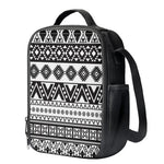 Dark Grey Aztec Pattern Print Crossbody Lunch Bag
