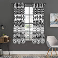 Dark Grey Aztec Pattern Print Grommet Curtain Panels