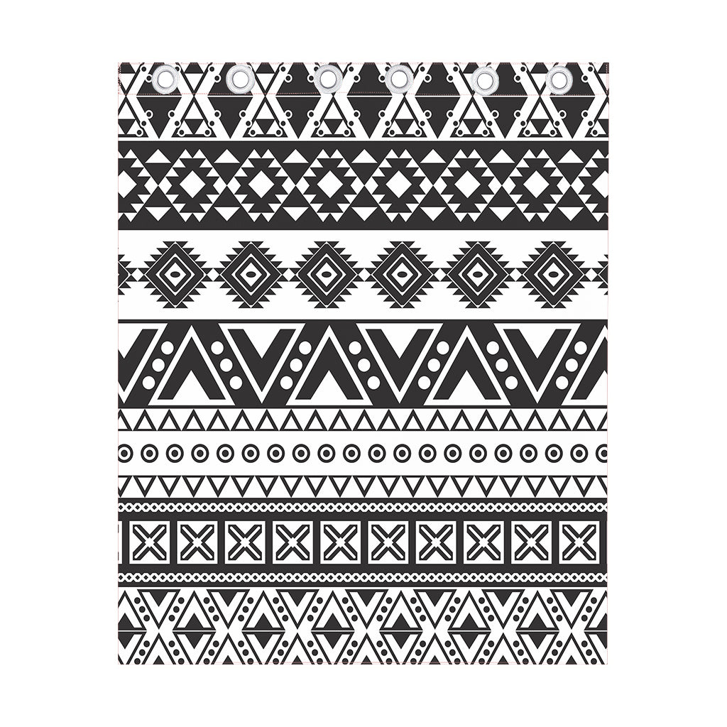 Dark Grey Aztec Pattern Print Curtain