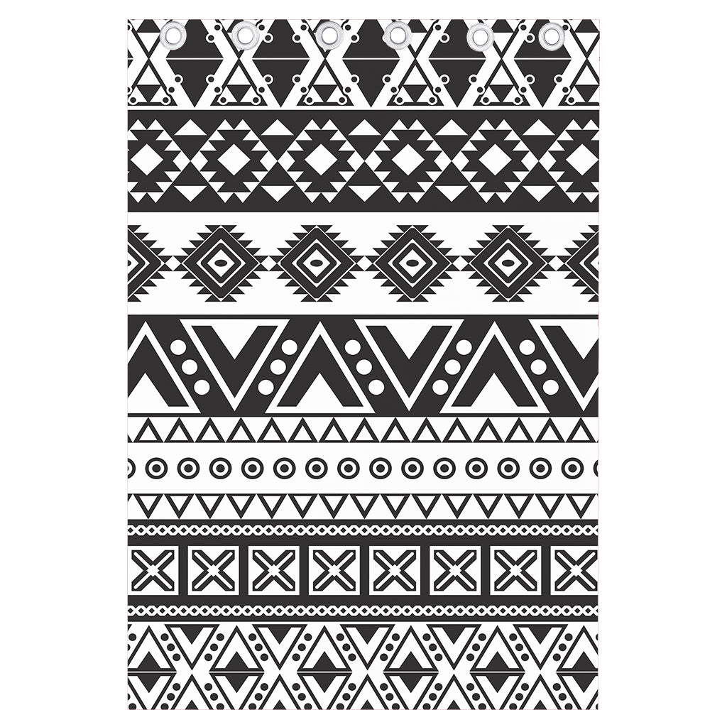 Dark Grey Aztec Pattern Print Curtain