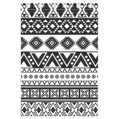 Dark Grey Aztec Pattern Print Curtain