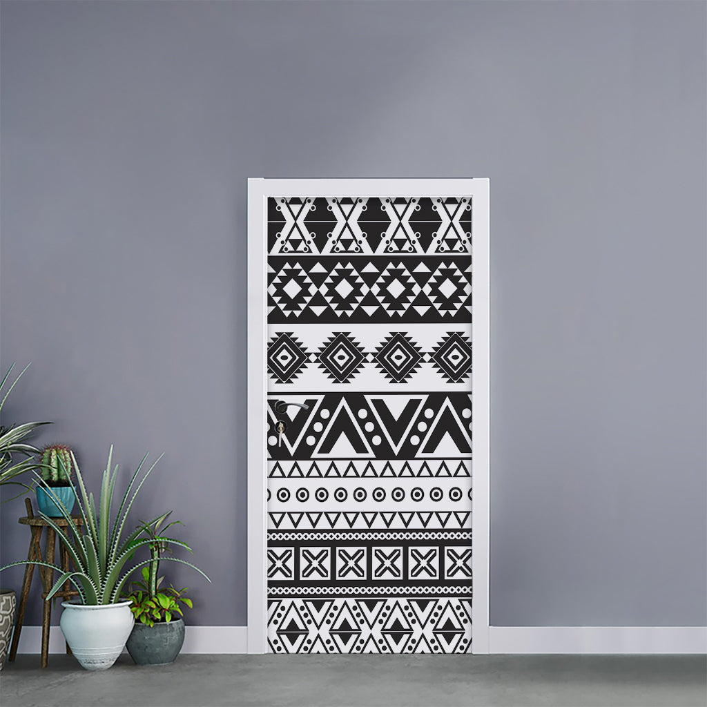 Dark Grey Aztec Pattern Print Door Sticker