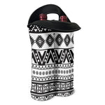 Dark Grey Aztec Pattern Print Double Neoprene Wine Tote
