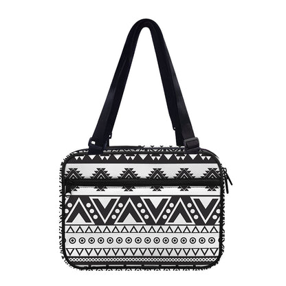 Dark Grey Aztec Pattern Print Double Strap Bible Bag