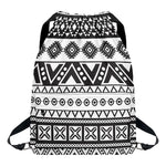 Dark Grey Aztec Pattern Print Drawstring Backpack