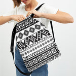 Dark Grey Aztec Pattern Print Drawstring Backpack