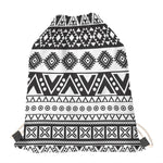 Dark Grey Aztec Pattern Print Drawstring Bag