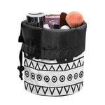 Dark Grey Aztec Pattern Print Drawstring Makeup Bag