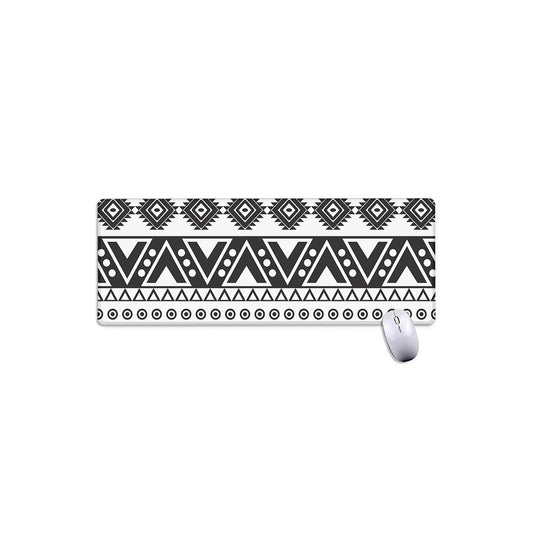 Dark Grey Aztec Pattern Print Extended Mouse Pad