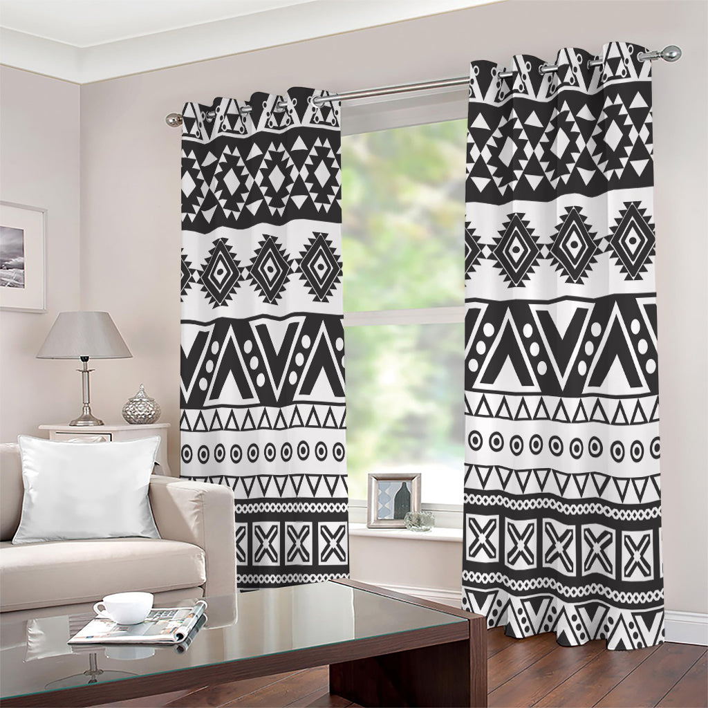 Dark Grey Aztec Pattern Print Extra Wide Grommet Curtains