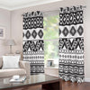 Dark Grey Aztec Pattern Print Extra Wide Grommet Curtains