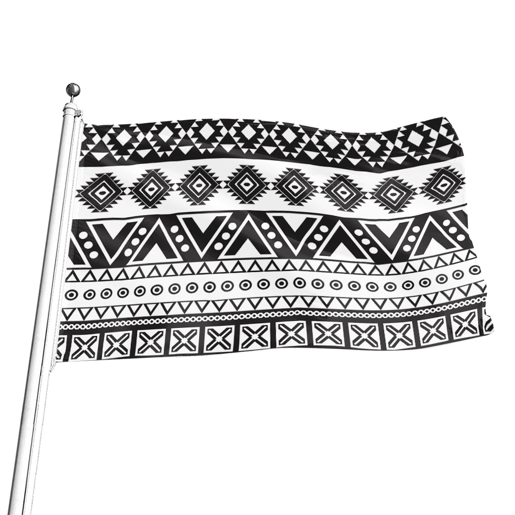 Dark Grey Aztec Pattern Print Flag