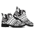 Dark Grey Aztec Pattern Print Flat Ankle Boots
