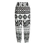 Dark Grey Aztec Pattern Print Fleece Lined Knit Pants