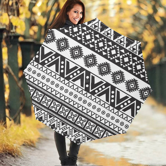 Dark Grey Aztec Pattern Print Foldable Umbrella