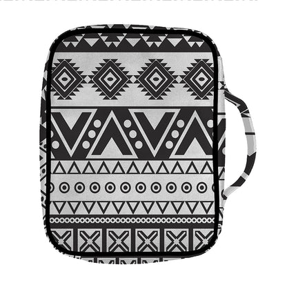 Dark Grey Aztec Pattern Print Front Pocket Bible Bag