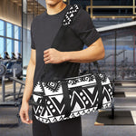 Dark Grey Aztec Pattern Print Gym Bag