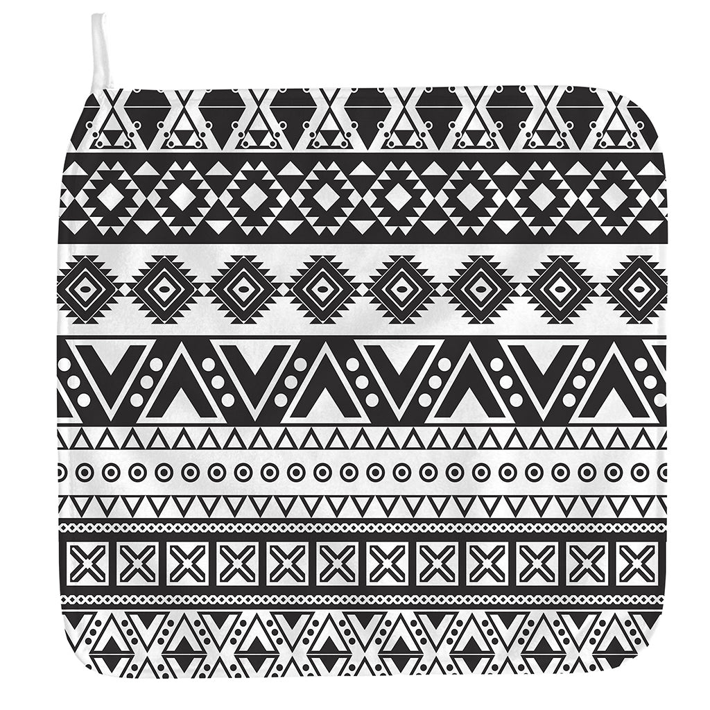 Dark Grey Aztec Pattern Print Hand Towel