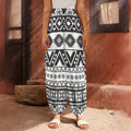 Dark Grey Aztec Pattern Print Harem Pants