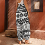 Dark Grey Aztec Pattern Print Harem Pants