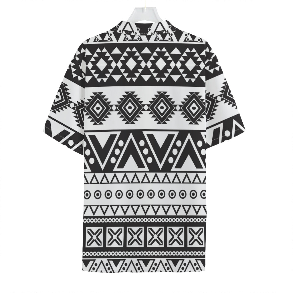 Dark Grey Aztec Pattern Print Hawaiian Shirt