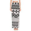 Dark Grey Aztec Pattern Print High Slit Maxi Skirt