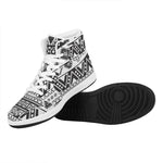 Dark Grey Aztec Pattern Print High Top Leather Sneakers