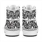 Dark Grey Aztec Pattern Print High Top Leather Sneakers