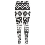 Dark Grey Aztec Pattern Print High-Waisted Pocket Leggings