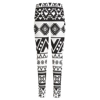 Dark Grey Aztec Pattern Print High-Waisted Pocket Leggings