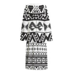 Dark Grey Aztec Pattern Print Hooded Bathrobe