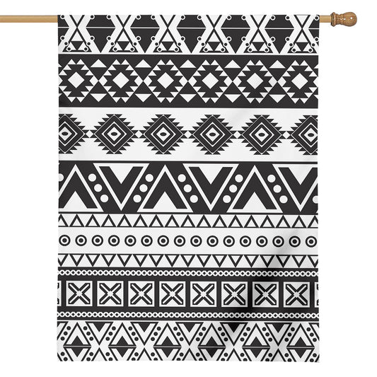 Dark Grey Aztec Pattern Print House Flag