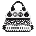 Dark Grey Aztec Pattern Print Insulated Lunch Bag