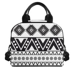 Dark Grey Aztec Pattern Print Insulated Lunch Bag