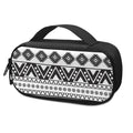 Dark Grey Aztec Pattern Print Portable Cooler Travel Case